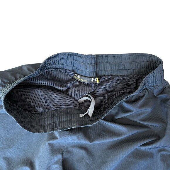 Under Armour Warm Up Pants Mens Large Mesh Lined Woven Straight Leg Black - Picture 7 of 8